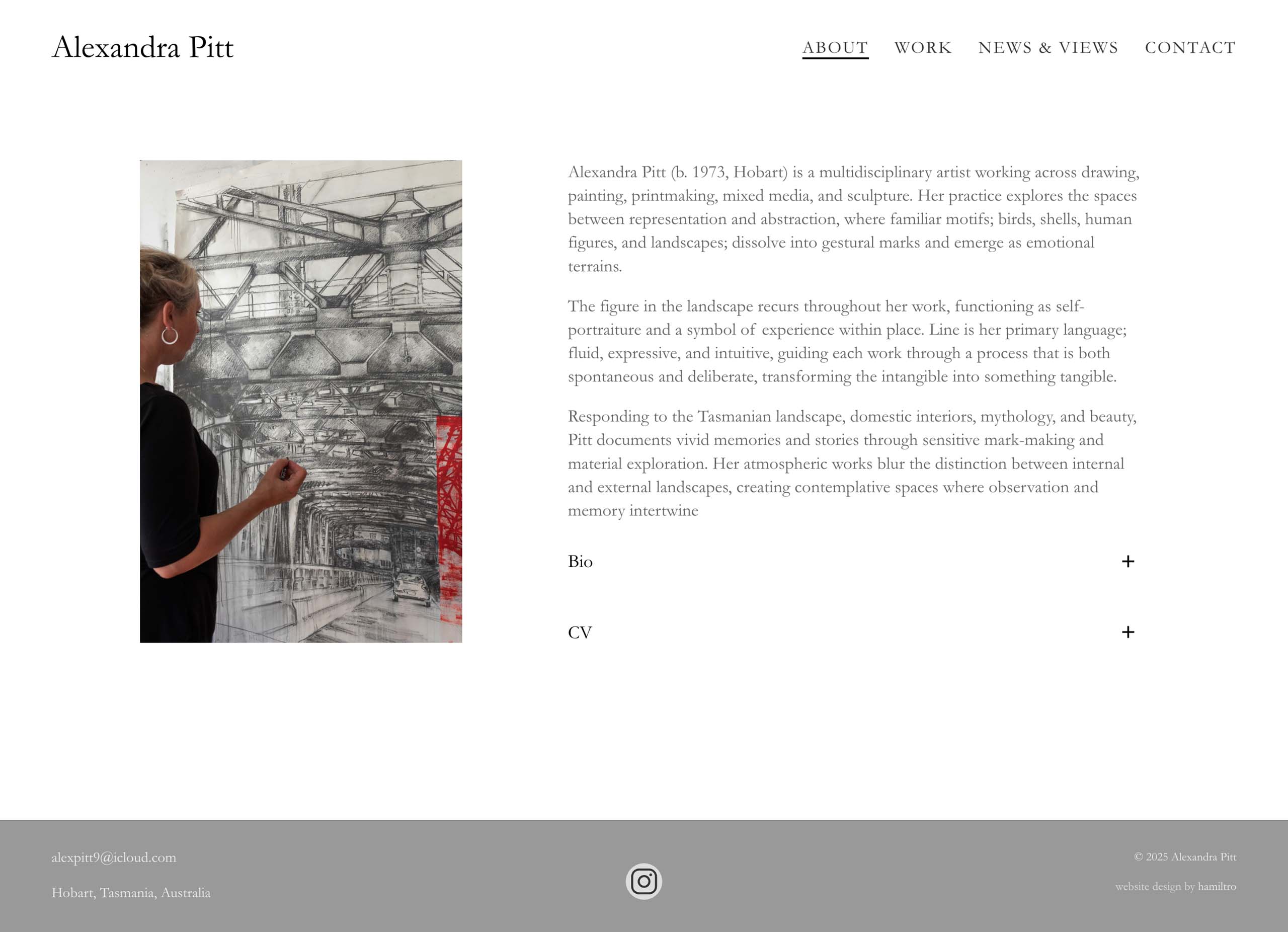about page for an artist website - alex pitt