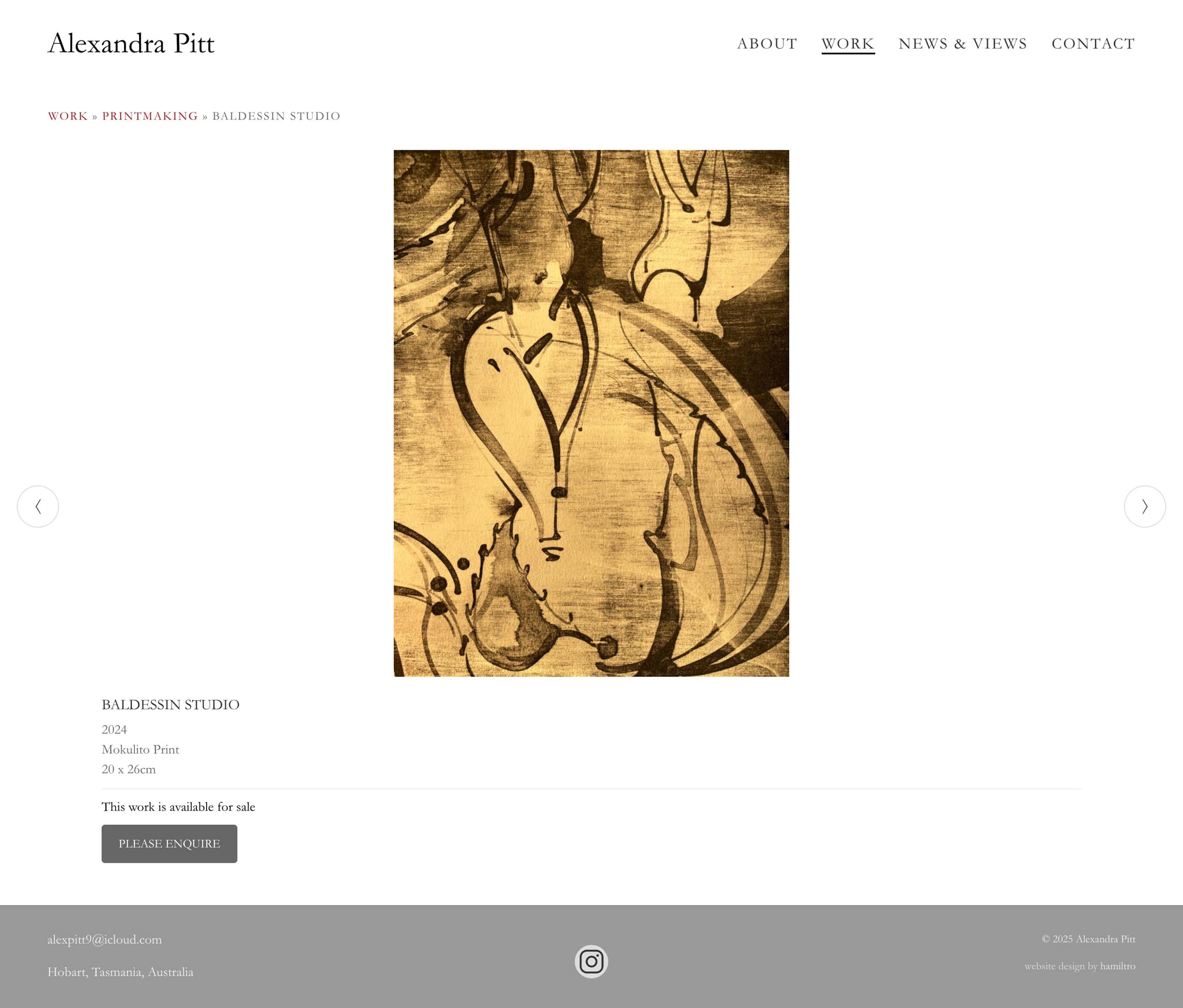 single work page on an artist website - alex pitt