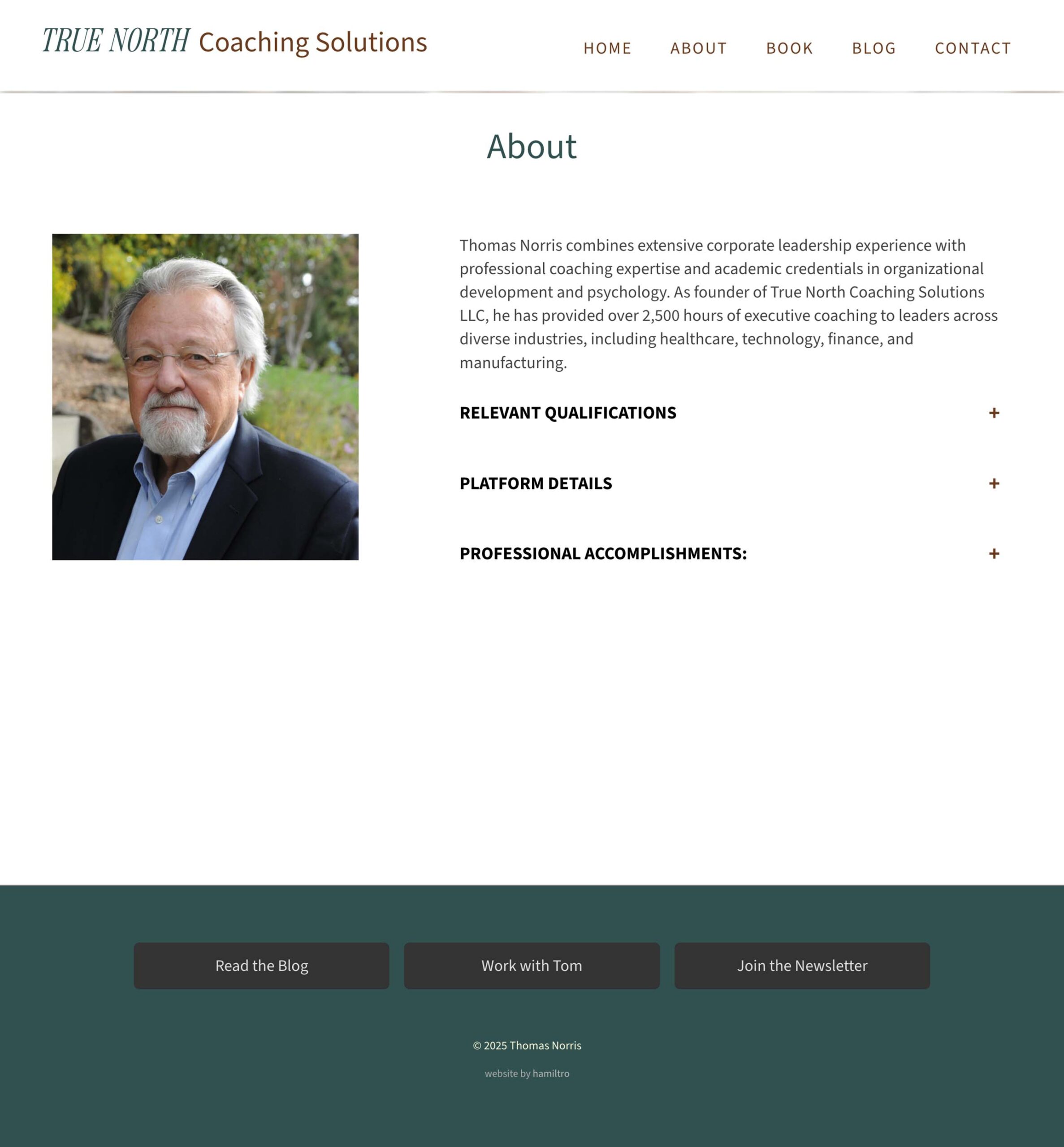 about page for true north coaching solutions website