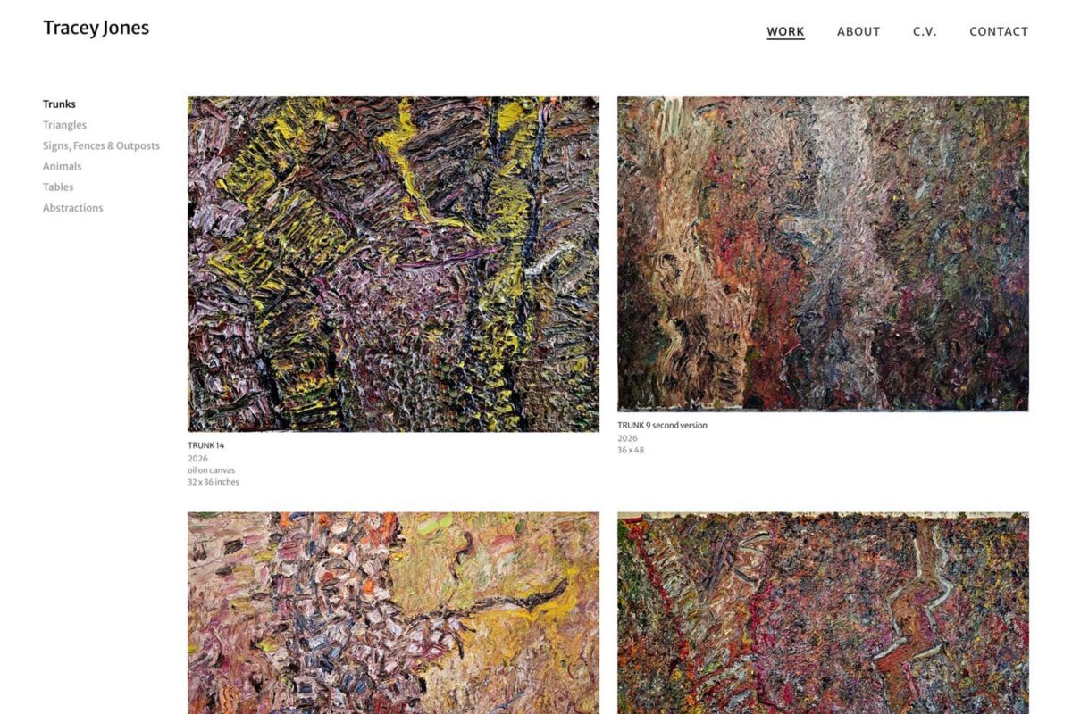 Art archive page for artist website using large thumbnails
