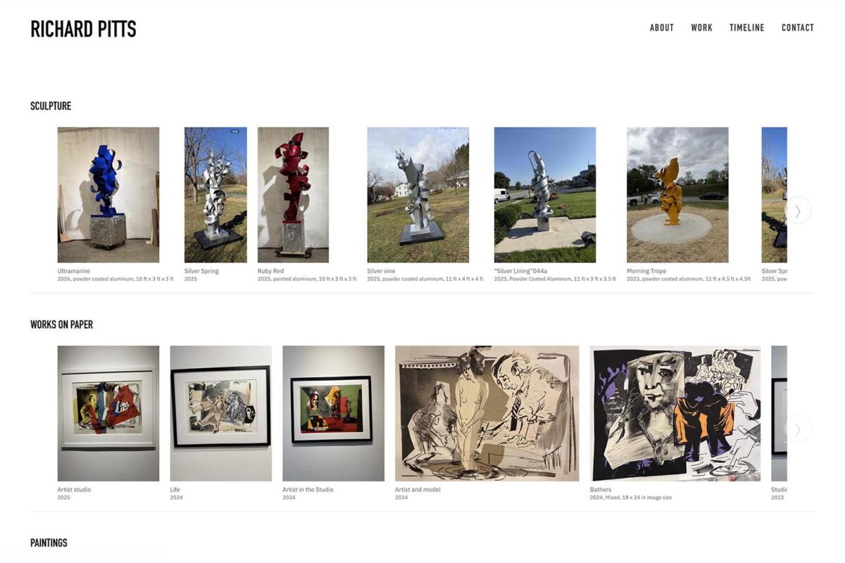 An art archive layout for an artist website - with thumbnails in a continuous train (RP)