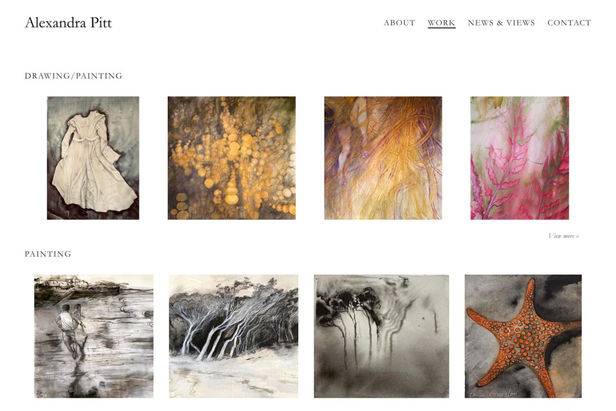 Art archive page displaying four thumbs per category (AP)