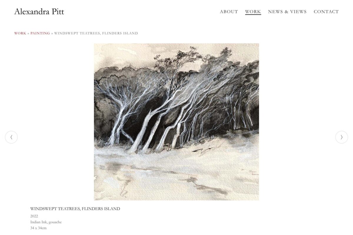 single work page layout for an artist's website (AP)